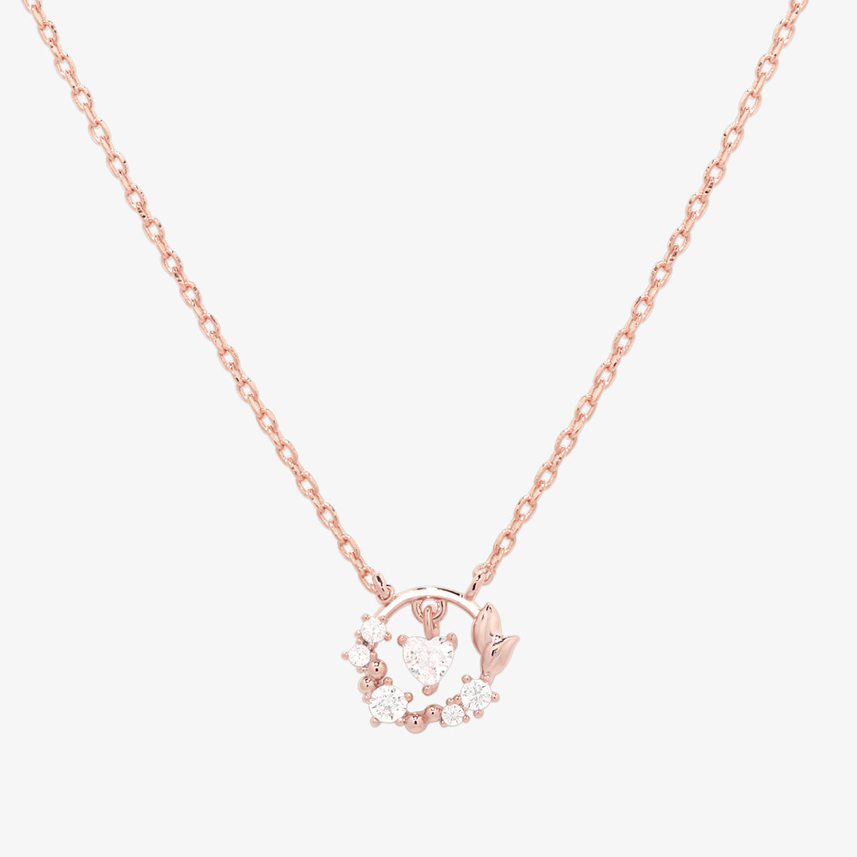 Cubic heart leaf necklace