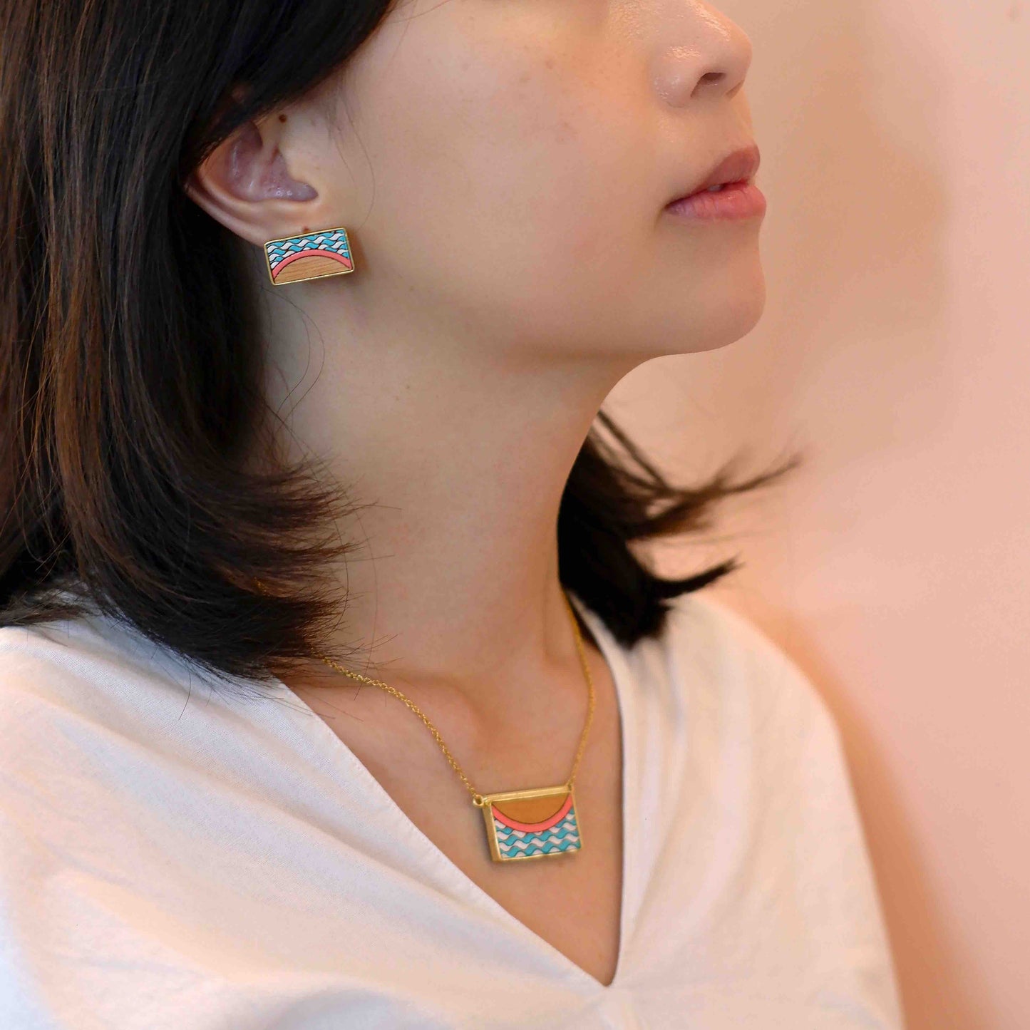 Seaside Recycled Wood Gold Necklace
