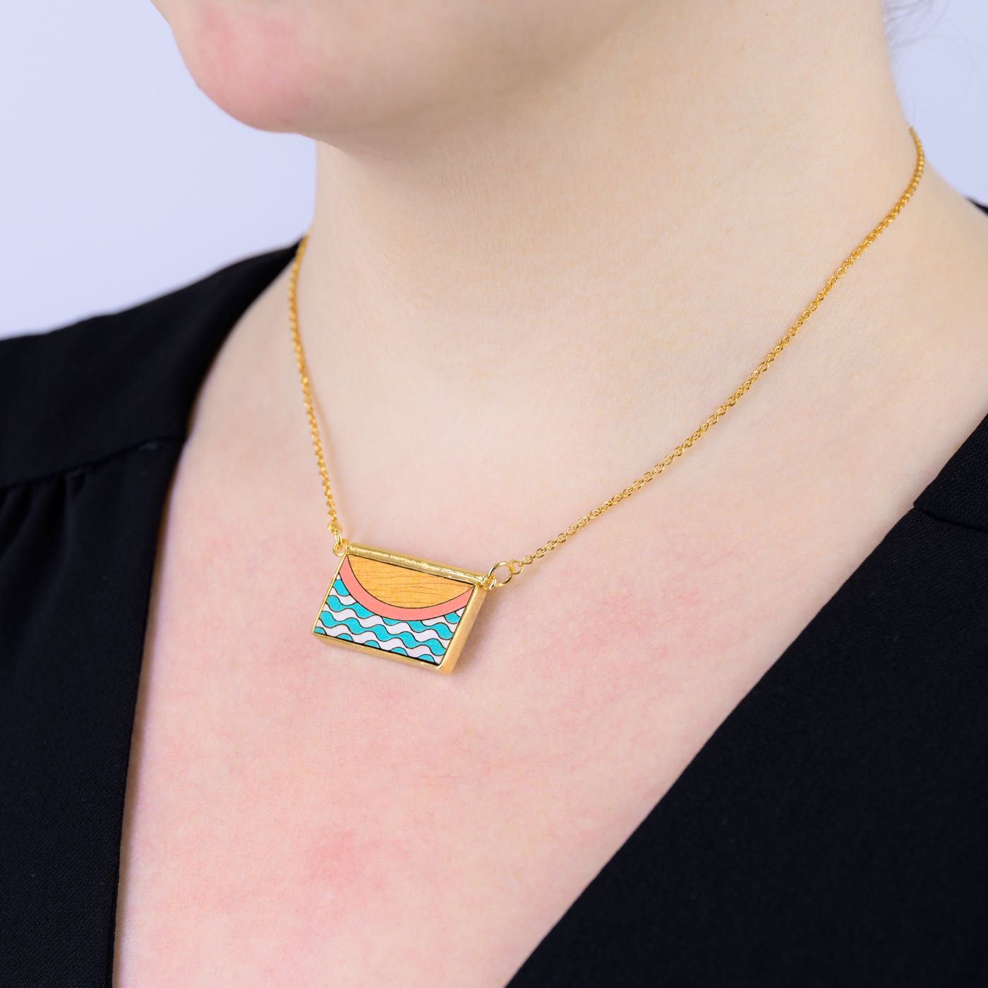 Seaside Recycled Wood Gold Necklace