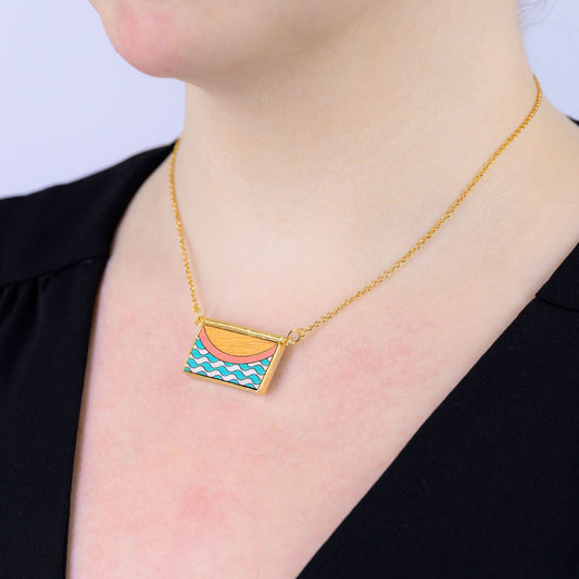 Seaside Recycled Wood Gold Necklace