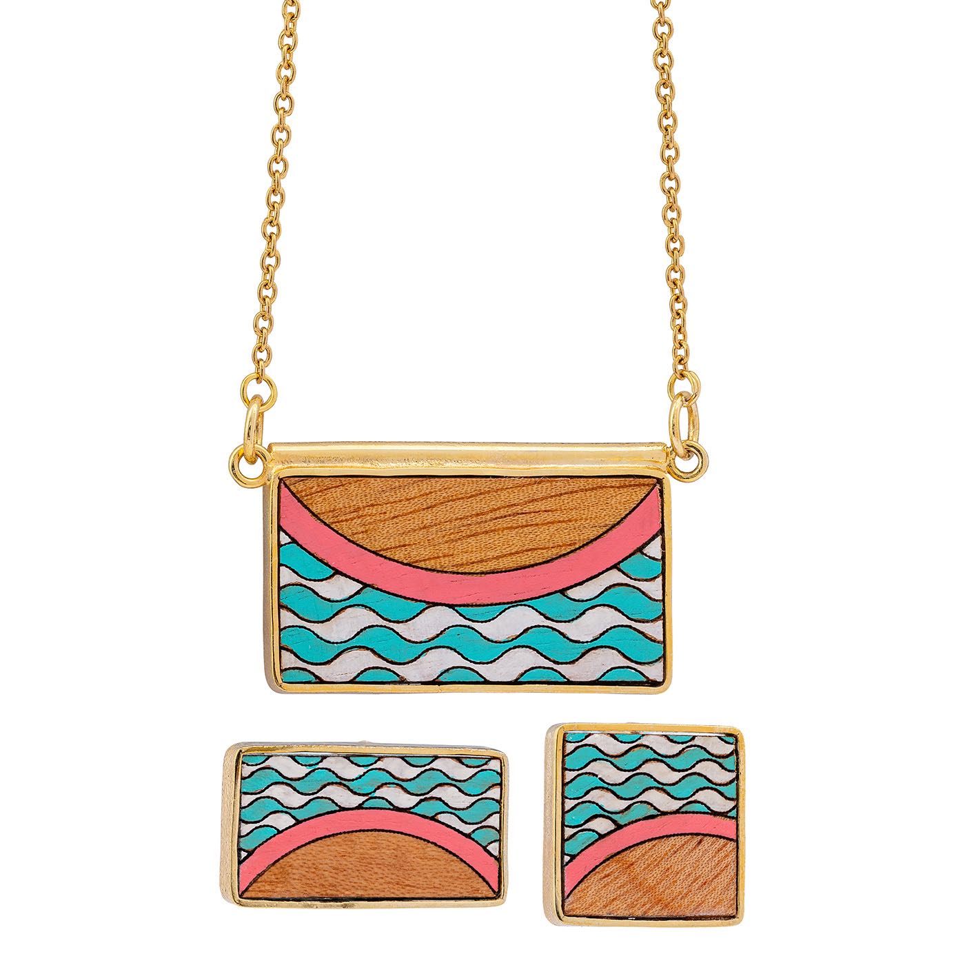 Seaside Recycled Wood Gold Necklace