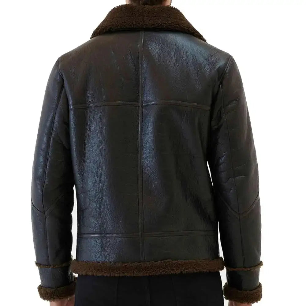 Men’s Tobacco Brown Aviator Shearling Bomber Jacket-1